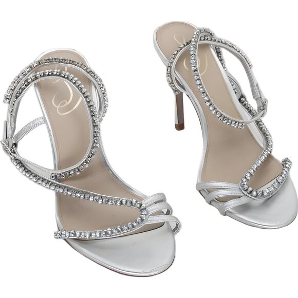 Sam Edelman Granger Women's Silver Strappy Heels Size 8 - Elegant Style - Picture 1 of 6